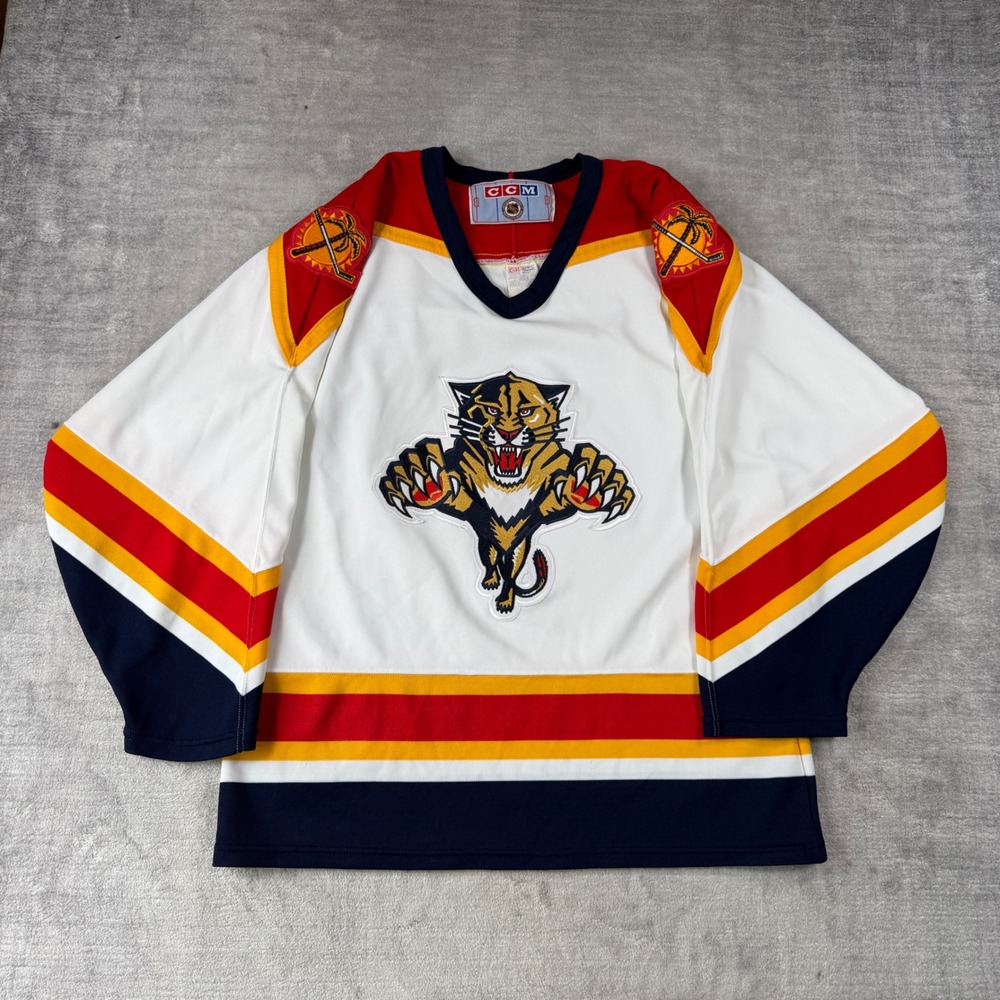 Florida Panthers Jersey Mens Medium White CCM Hockey Vintage 90s CCM NHL